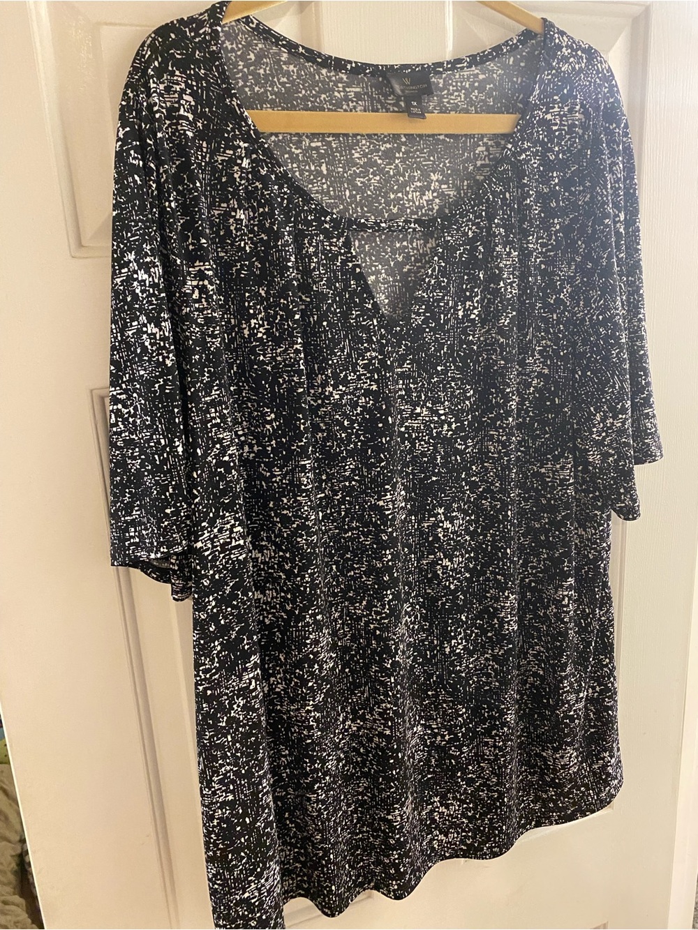 Worthington Woman 1X Black & White Speckled Shirt Stretchy